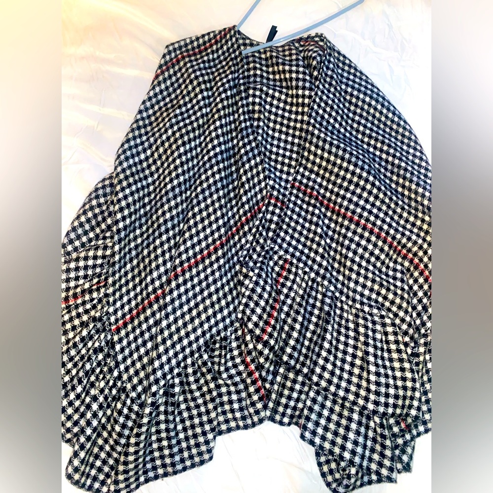 Scarf Shawl Black/White Plaid Print